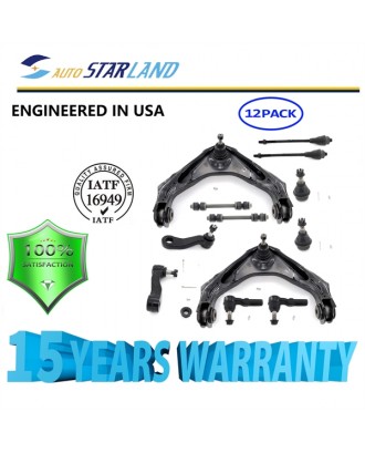 12pc Control Arm Ball Joint Sway Bar Tie Rod Kit for Silverado HD - 8-Lug ONLY - 15 YR WARRANTY
